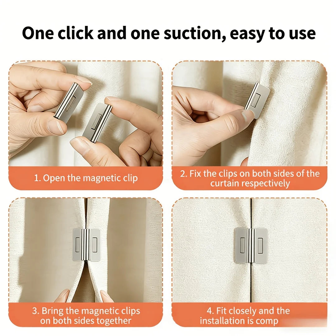 2 4Pairs Strong Magnetic Curtain Clips Prevent Light Leaking Keep