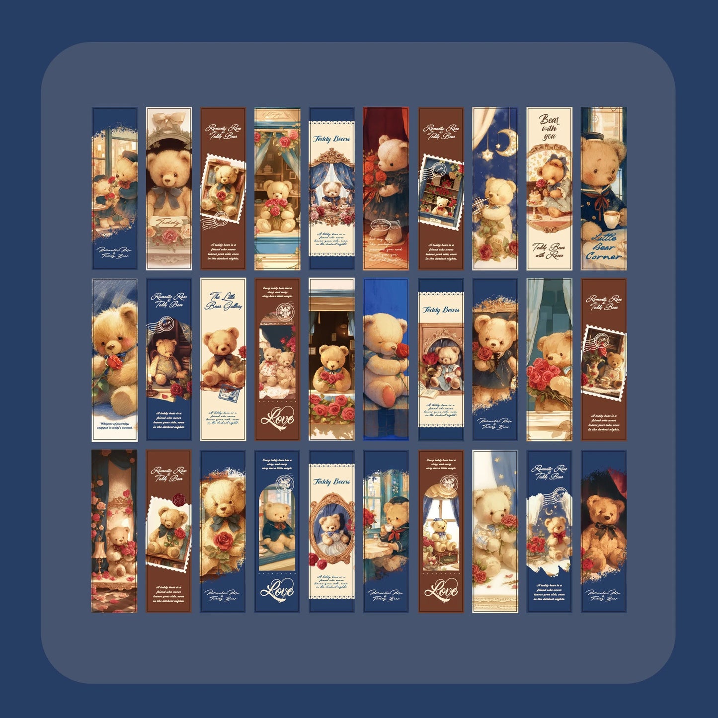 30 Box Bookmarks Teddy Bear Romantic House Dreamy Theme Warm Healing
