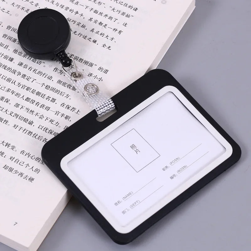 Clear Plastic ID Badge Holder with Lanyard Slot | Office Staff
