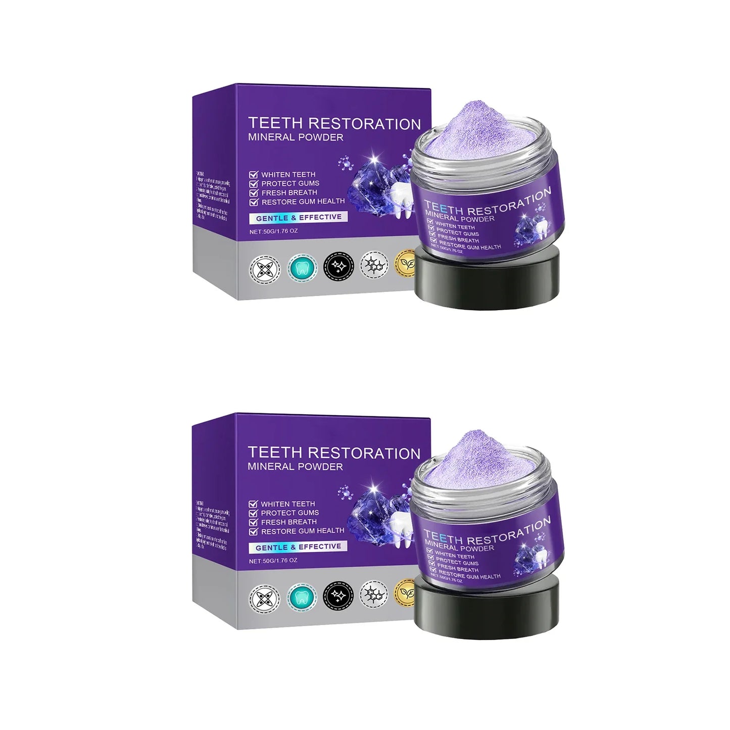 Purple Mineral Tooth Whitening Powder – Stain Removal 50g