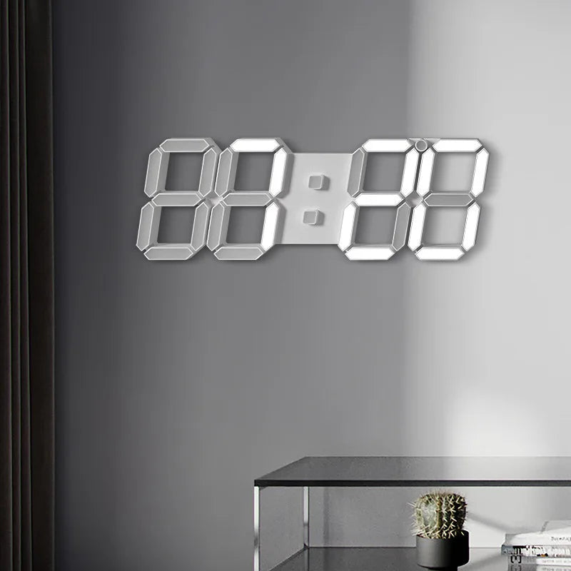 3D LED Digital Fashion Luminous Multifunctional Creative USB Electronic Alarm Clock Wall Clock Home Decoration Gift Peaceful Pleasures Health and Wellness