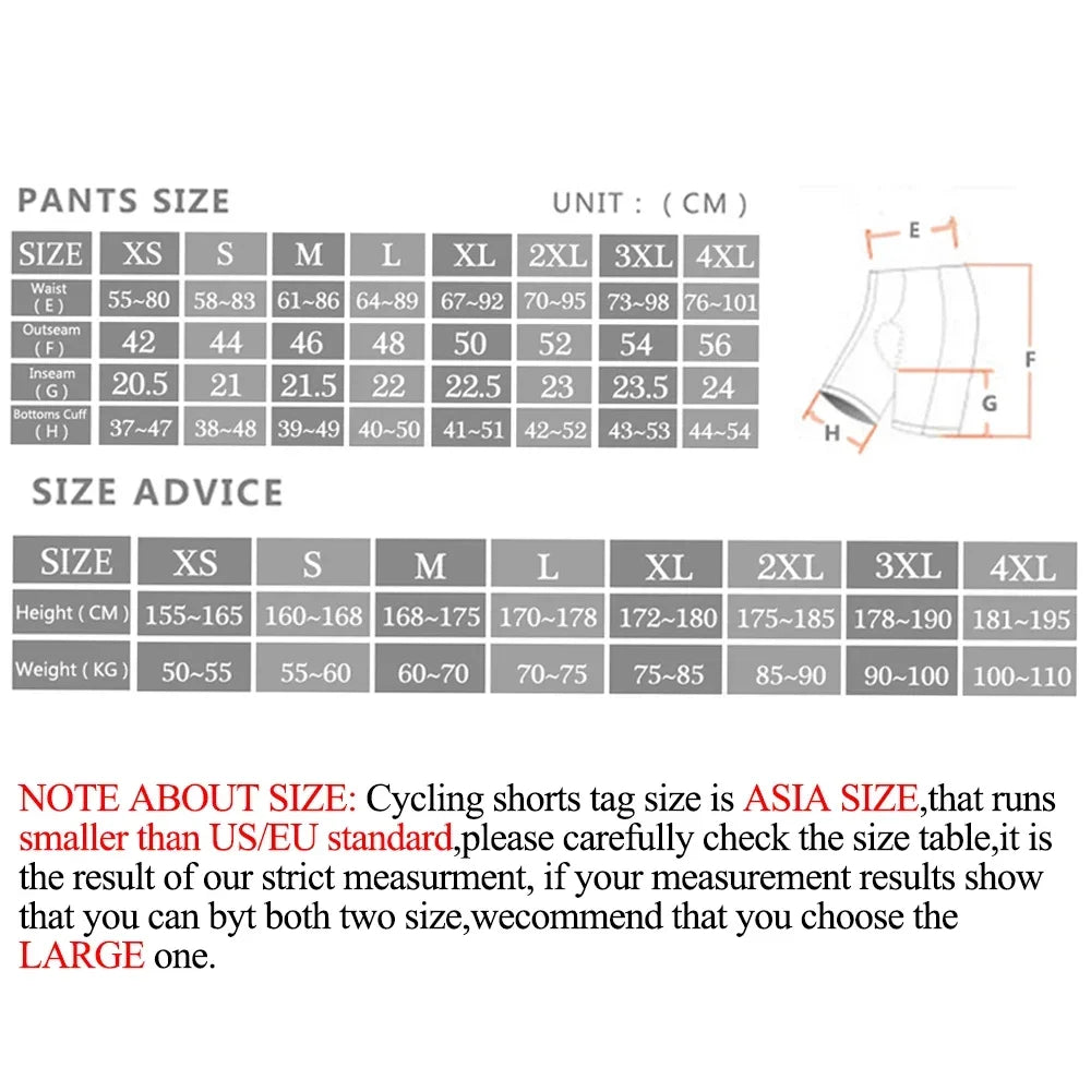 X-TIGER Men's Cycling Bib Shorts – 5D Gel Pad & Lycra