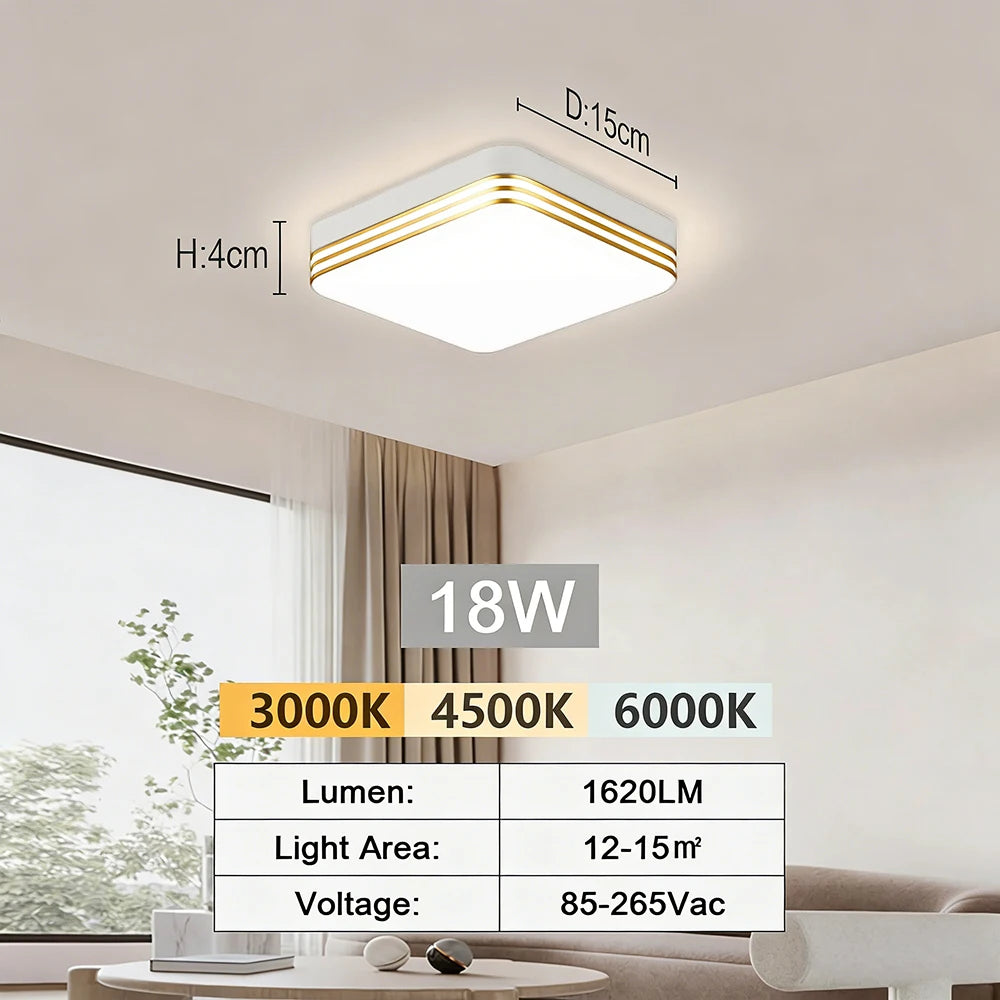 RUNTOIN Modern LED Square Ceiling Panel Light 18W–48W