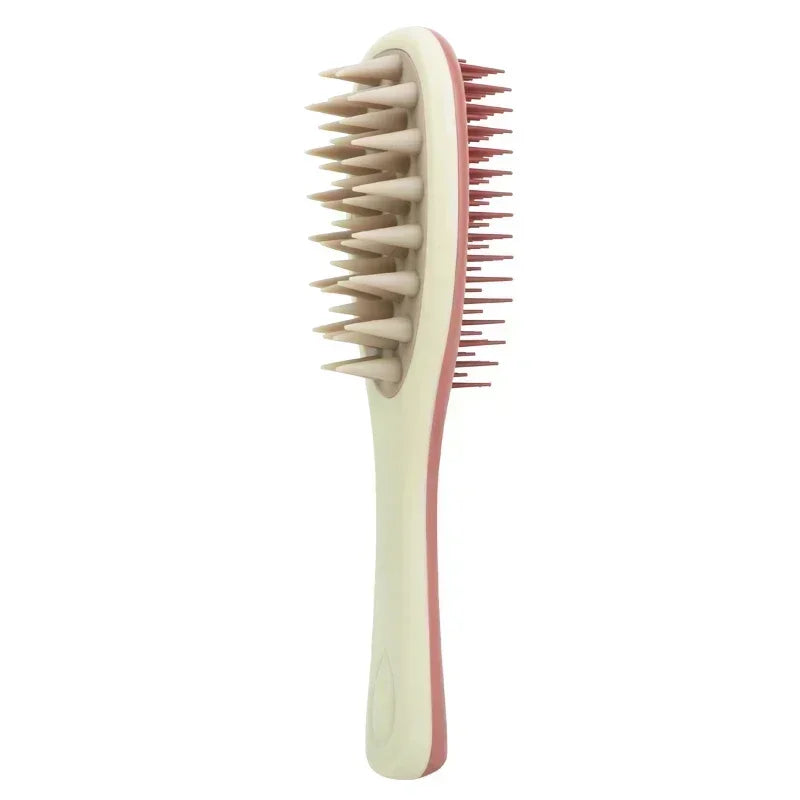 Two-Sided Silicone Scalp Massage Brush & Body Scrubber Scalp Massage Brush Peaceful Pleasures Health and Wellness Beige Red