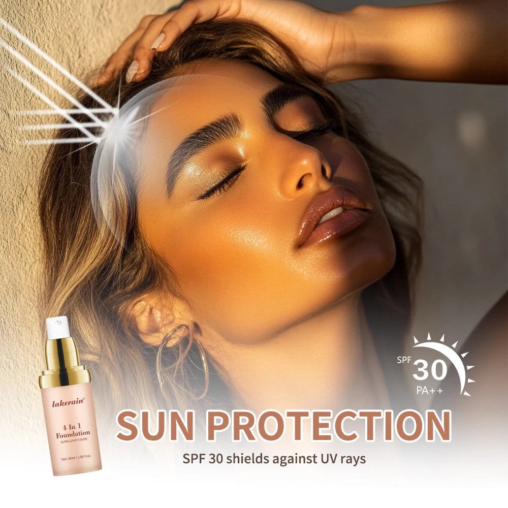 4in1 Foundation Liquid Hydrating Full Coverage Concealer SPF30 Long-wearing Waterproof Even Skin Tone Foundation Face Cosmetics Peaceful Pleasures Health and Wellness
