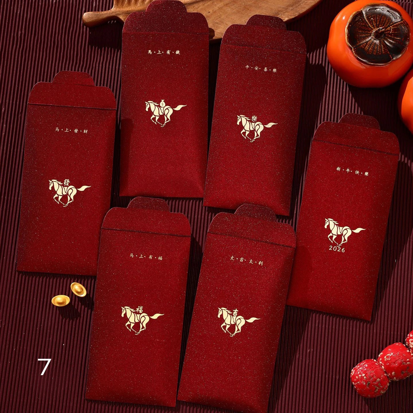 2026 Year of the Horse Red Envelopes 6pcs | Lucky Hong Bao