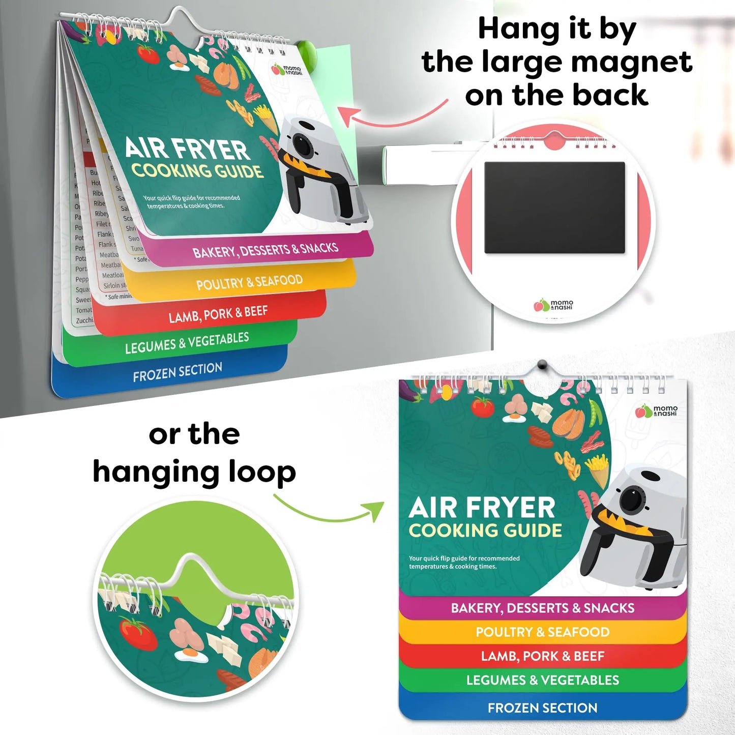 Air Fryer Magnetic Cheat Sheet & Keto Cookbook Guide Set