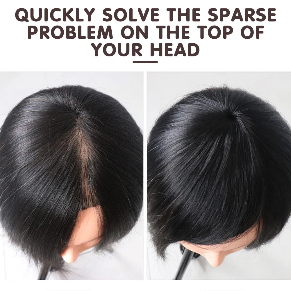 Head Covering Wig Natural Invisible One-Piece Short Straight Hair Replacement Patch Lightweight Seamless Synthetic Wig Peaceful Pleasures Health and Wellness