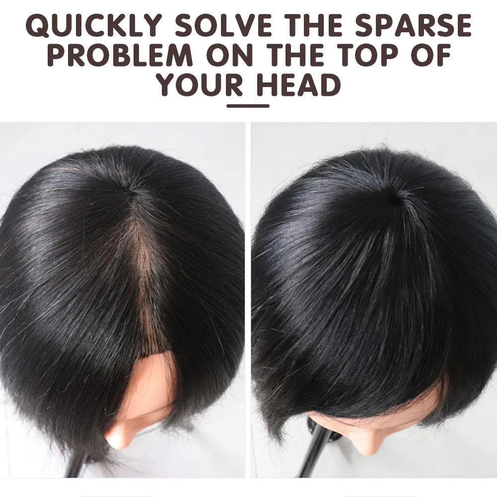 Clip-On Hair Topper – Seamless Short Straight Coverage Wig