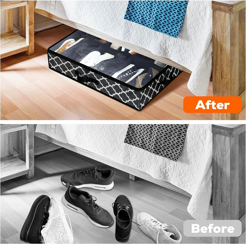 Under Bed Shoe Organizer – Fits 12 Pairs, Foldable Storage