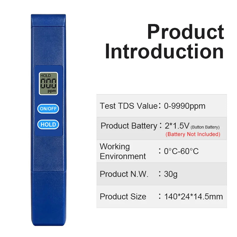 TDS Meter & Water Quality Tester, 0-9990ppm High Accuracy TDS Pen for Drinking Water, Coffee, Home, Aquarium, Hydroponics Peaceful Pleasures Health and Wellness