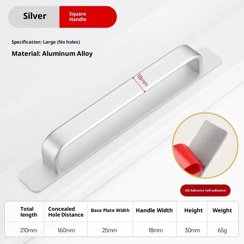 Drill-Free Adhesive Aluminum Door Handle for Sliding Doors