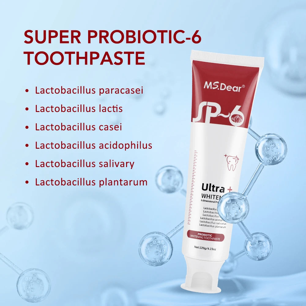 SP-6 Probiotic Toothpaste for Sensitive Teeth 120g Teeth Whitening Brightening Remove Yellow Teeth Fresh Breath Oral Care Paste Peaceful Pleasures Health and Wellness