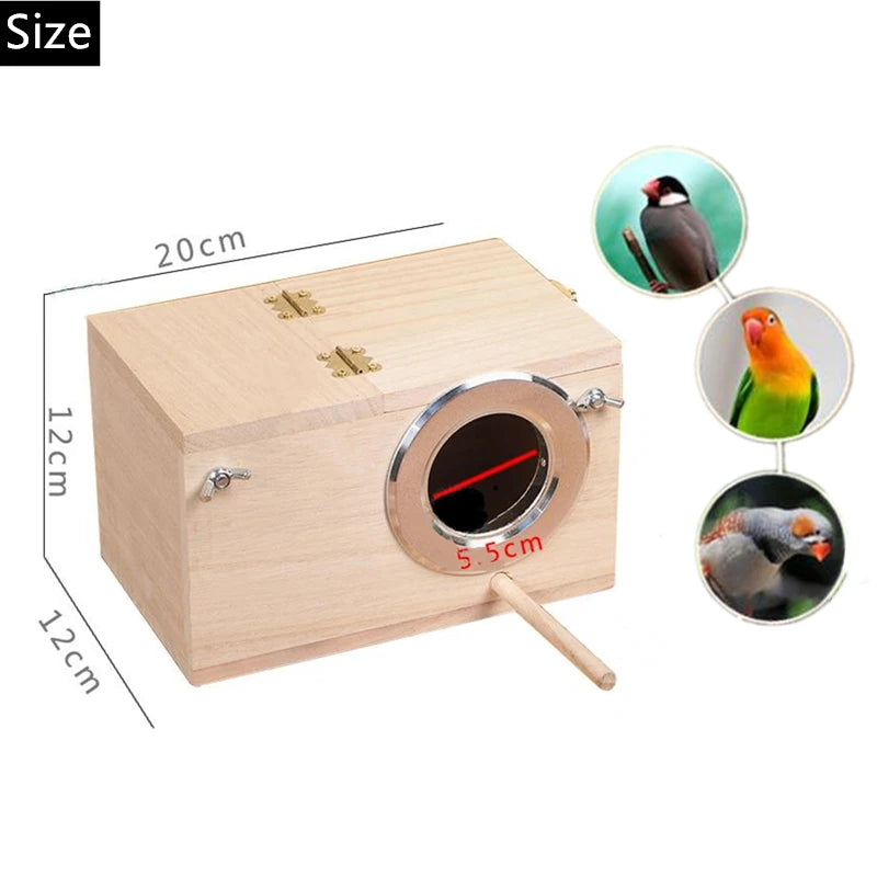 Wood Bird Nesting Box for Parakeets, Budgies & Lovebirds