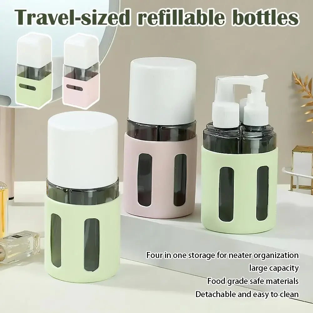 4-in-1 Travel Dispenser Bottle Set – 60ml Refillable Toiletry Bottles Peaceful Pleasures Health and Wellness