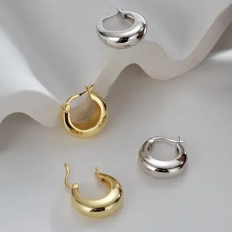 925 Sterling Silver Korean Geometric Hoop Earrings – Women