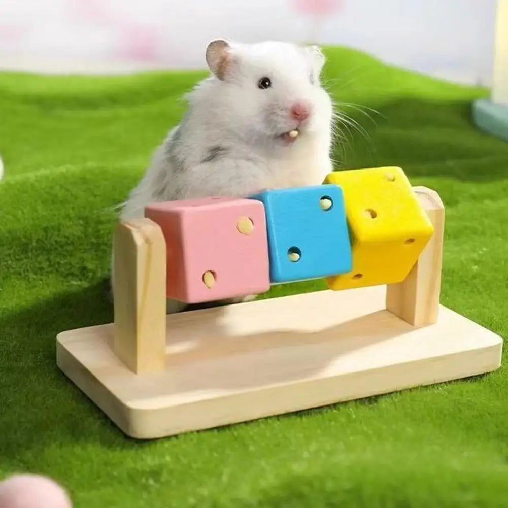Colorful Wooden Hamster Chew & Activity Cube Toy for Small Pets Small Pet Chew Toy Peaceful Pleasures Health and Wellness