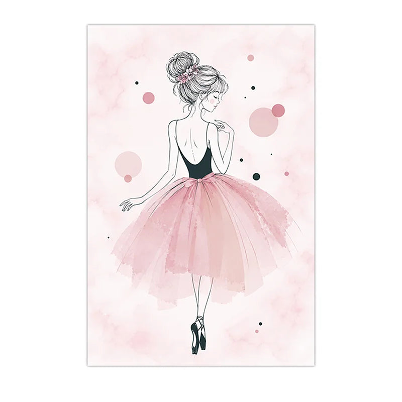 Nursery Wall Art Ballerina Fairy Canvas Painting Pink Princess Poster Print Girls Room Wall Decor Peaceful Pleasures Health and Wellness 02 15x20cm No Frame China Mainland