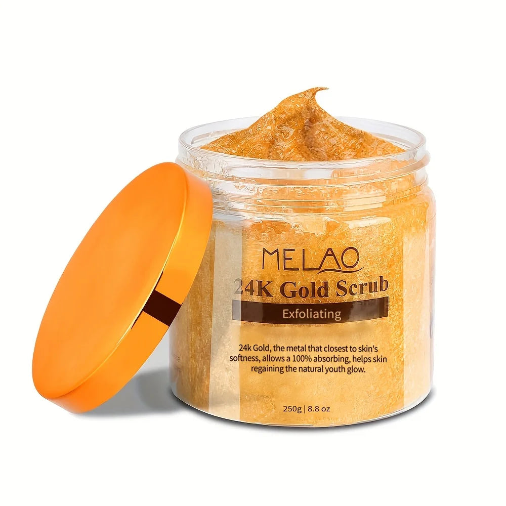 MELAO 24K Gold Salt Scrub – Face & Body Exfoliator 250g