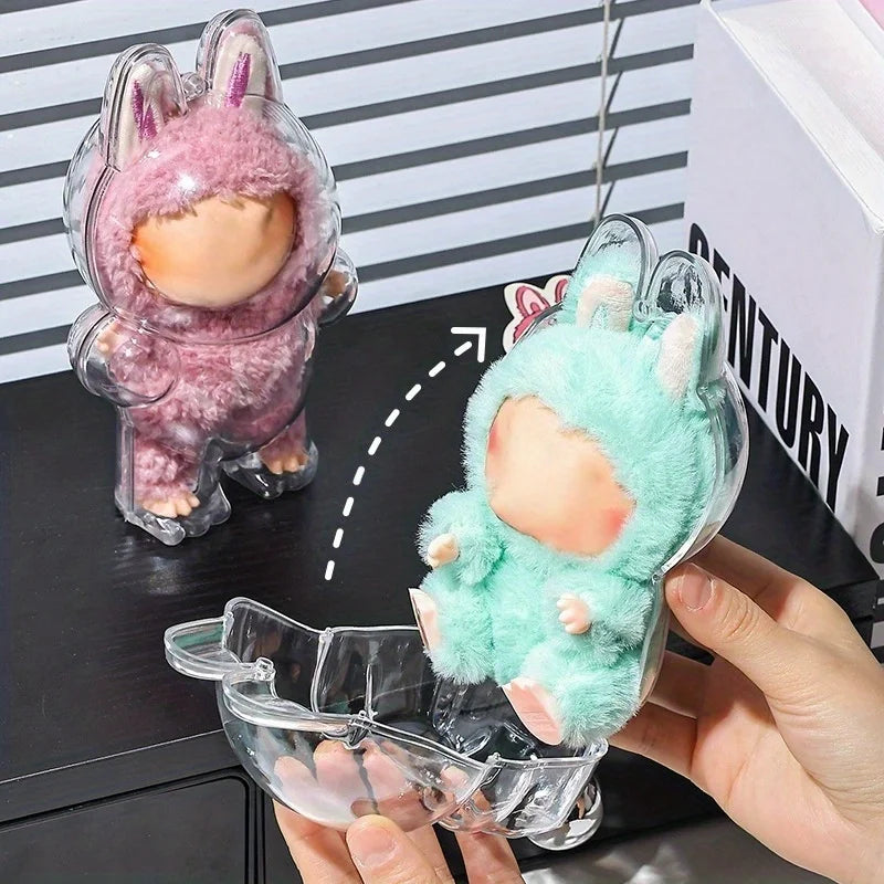 Clear Standing Display Case for Labubu Plush Figure Collector