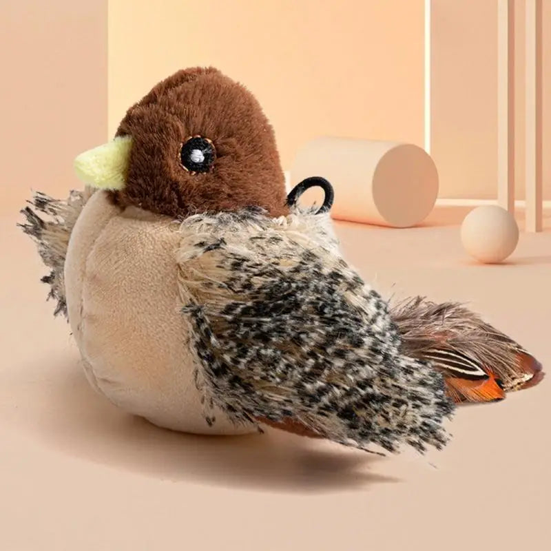 Plush Sparrow Cat Toy with Realistic Bird Calls & Vibration