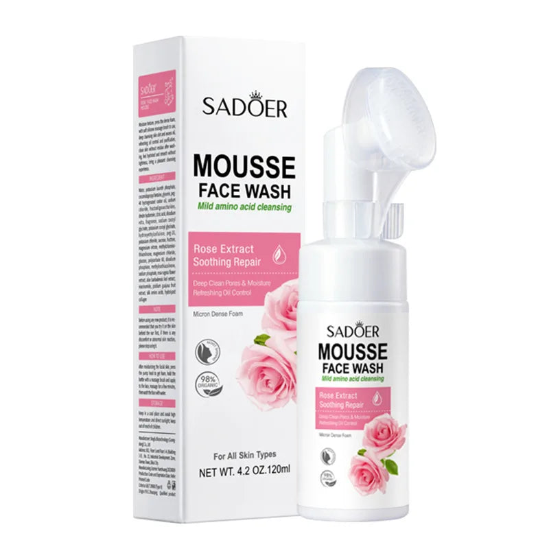 SAODER Fruit Foam Facial Cleanser – Korean Moisturizing Face Wash Foaming Facial Cleanser Peaceful Pleasures Health and Wellness Rose