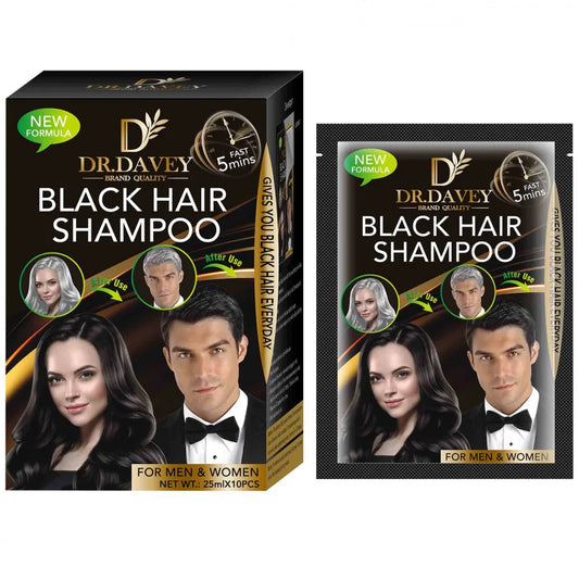 DR.DAVEY Boxed 25ml × 10 PCS Black Hair Dye Nourishes Hair, Cleanses and Cares for It, and Is a Coloring Hair Care Shampoo Peaceful Pleasures Health and Wellness