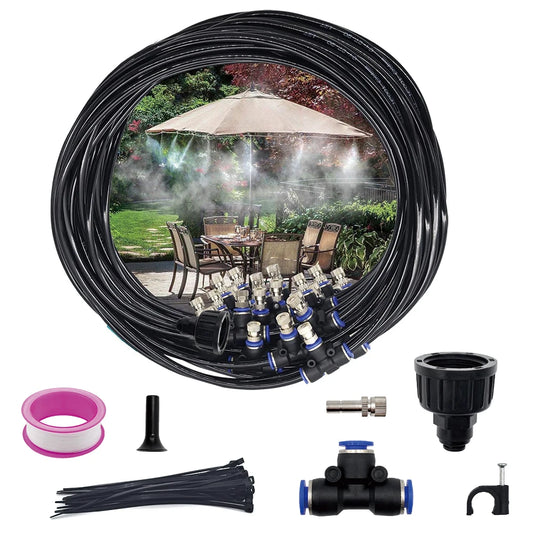 Outdoor Misters Cooling System，Misting Cooling System, Misting Line with Copper Metal Mist Nozzles, Patio Misting System Peaceful Pleasures Health and Wellness