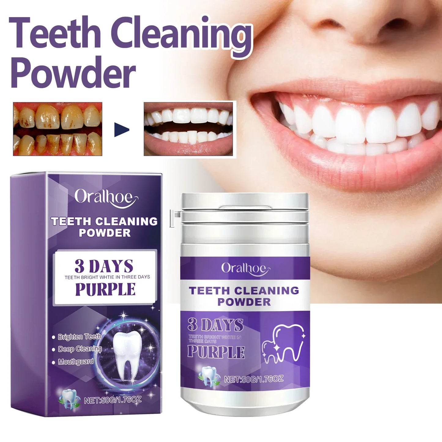 Purple Tooth Cleaning Powder – Whiten, Freshen & Clean