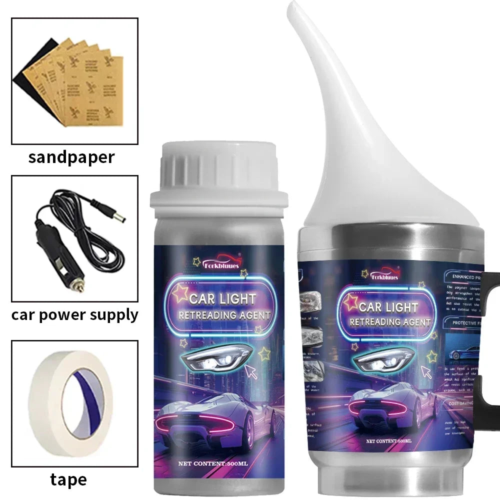 Car Headlights Renovation Polishing Kit Headlight Restoration Kit Workshop Automotive Care Tool 800ML Liquid Polymer Evaporator Peaceful Pleasures Health and Wellness 100ML with tool
