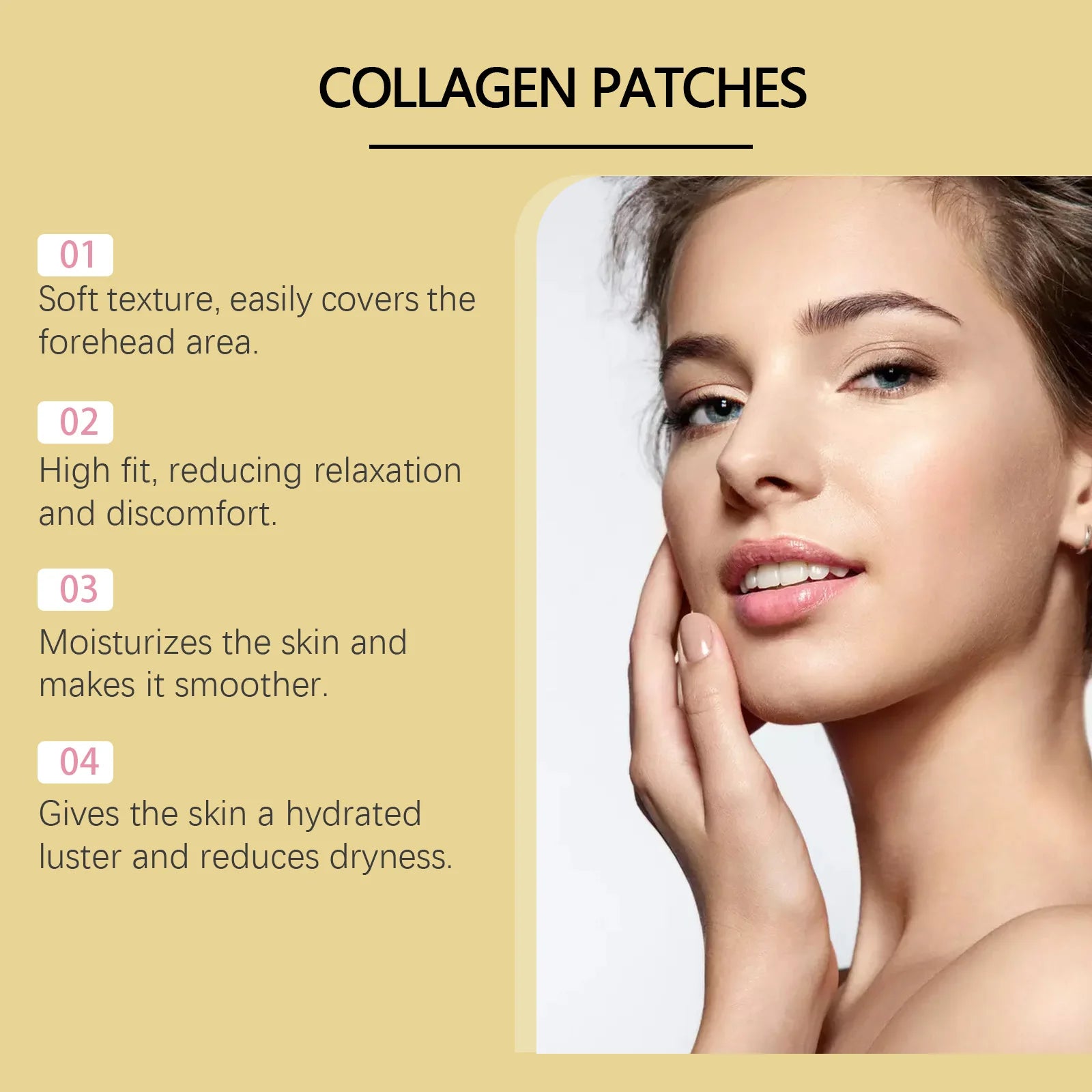 Collagen Forehead Wrinkle Patches Firming Lifting Anti-Wrinkle Fade and Smooth Fine Lines Reduce Dryness Tightening Skin Care Peaceful Pleasures Health and Wellness