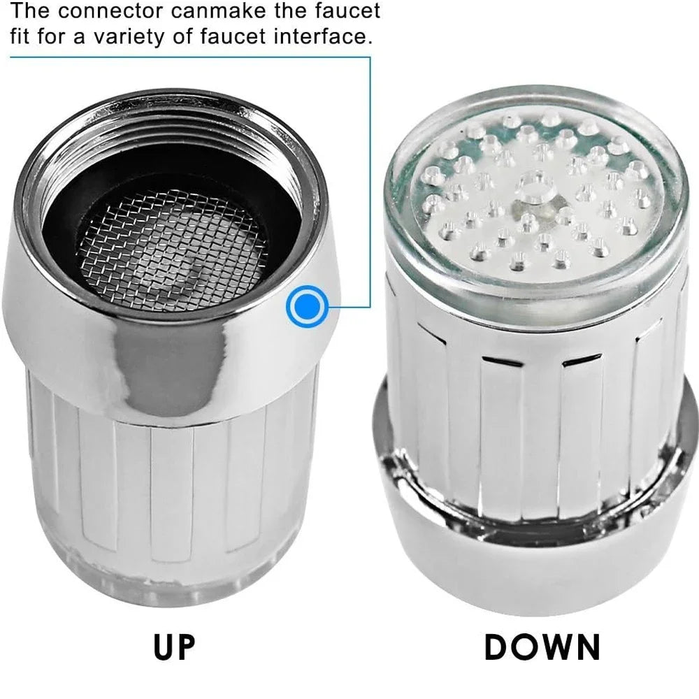 3-Color LED Faucet Aerator – Auto Color-Changing Glow Tap Nozzle