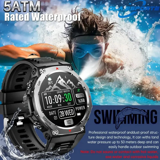 Professional 50 Meters Swimming SmartWatch BT Call Amoled Screen Flashlight Ai Voice Assistant Women Smart Watch Men15 Day Usage Peaceful Pleasures Health and Wellness