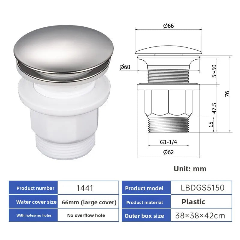 Pop Up Drain Stopper – Black, Chrome & Bronze Basin Drain
