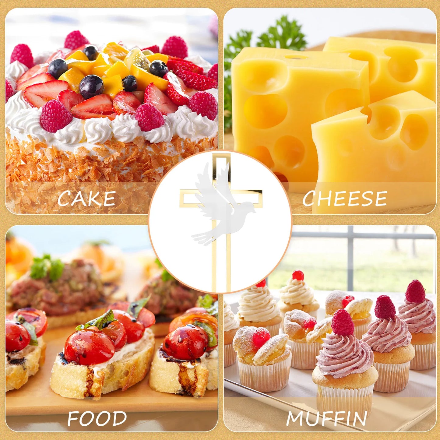 4Pcs Cross Acrylic Cake Inserts Lightweight Cake Decoration Picks for Birthday Baptism Wedding Party Photo Props Peaceful Pleasures Health and Wellness other