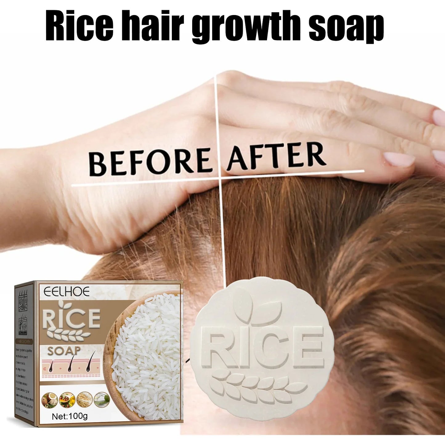 Rice Shampoo Bar – Anti Hair Loss, Nourishing & Strengthening