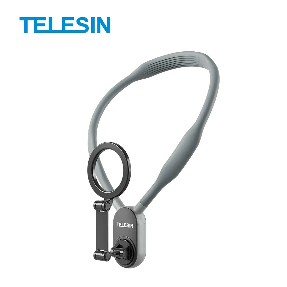 TELESIN Silicone Magnetic Quick Release Neck Mount Hold for IPhone 15 14 13 12 11 10 SAMSUNG HUAWEI XIAOMI Phone Accessories Peaceful Pleasures Health and Wellness 1 Pc Grey