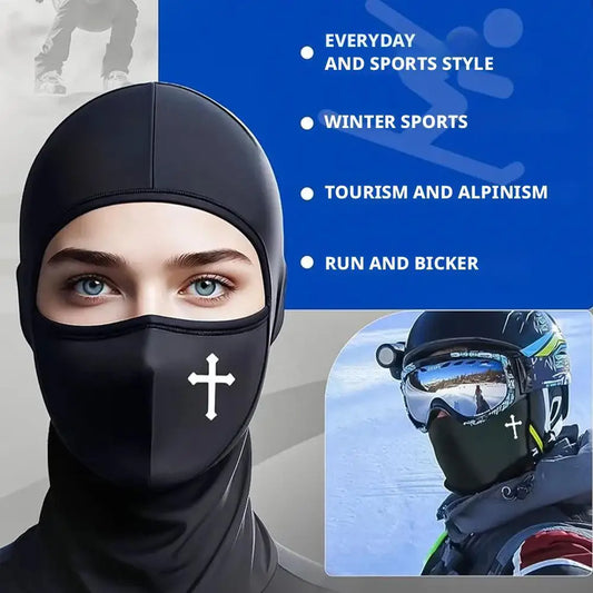Christian Cross Balaclava Full Face Mask | Breathable Ski Mask Balaclava Face Mask Peaceful Pleasures Health and Wellness