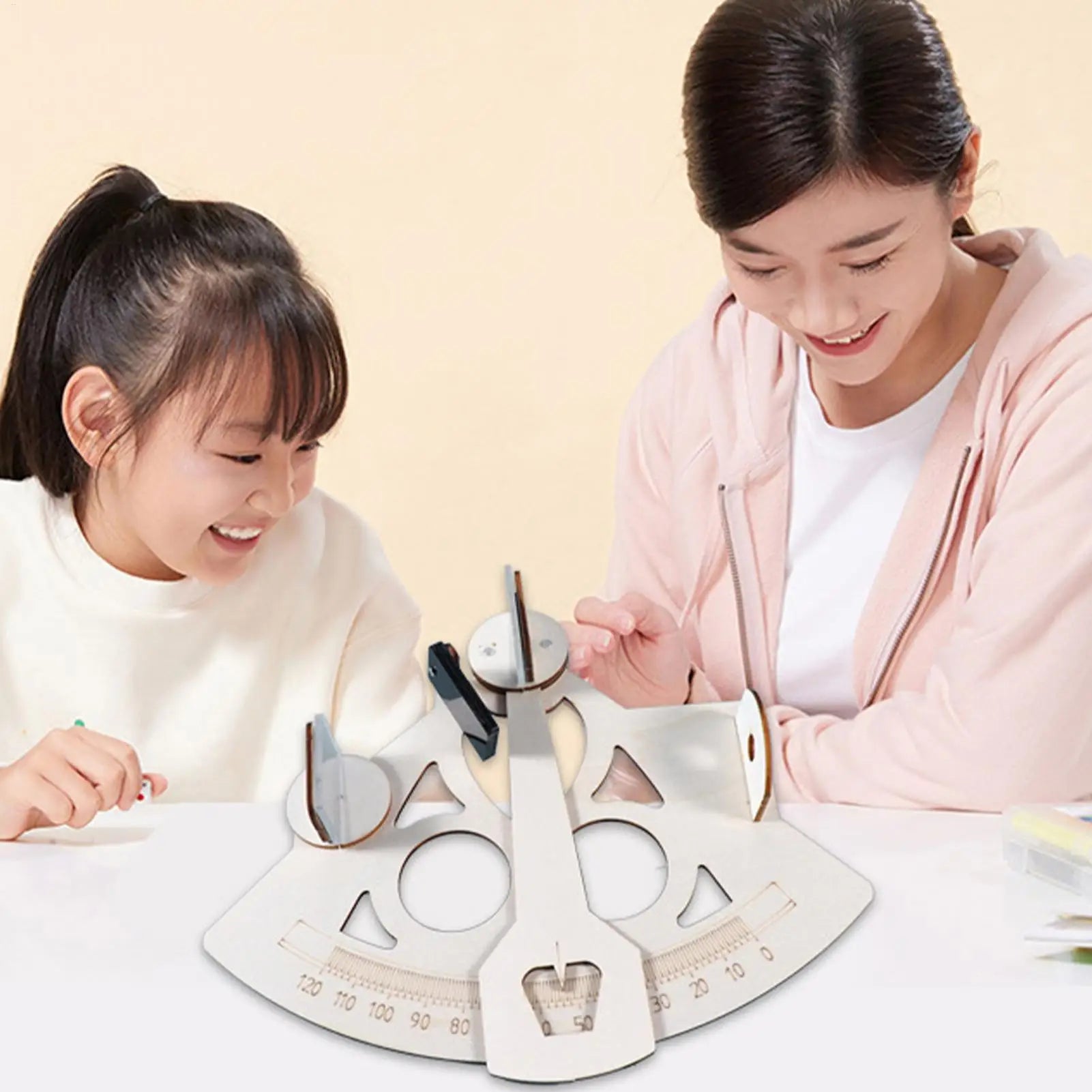 Wooden DIY Sextant Model Kit Navigation Tool for Kids, Hands-On Learning Educational Experiment, Office Decor Collectible Peaceful Pleasures Health and Wellness