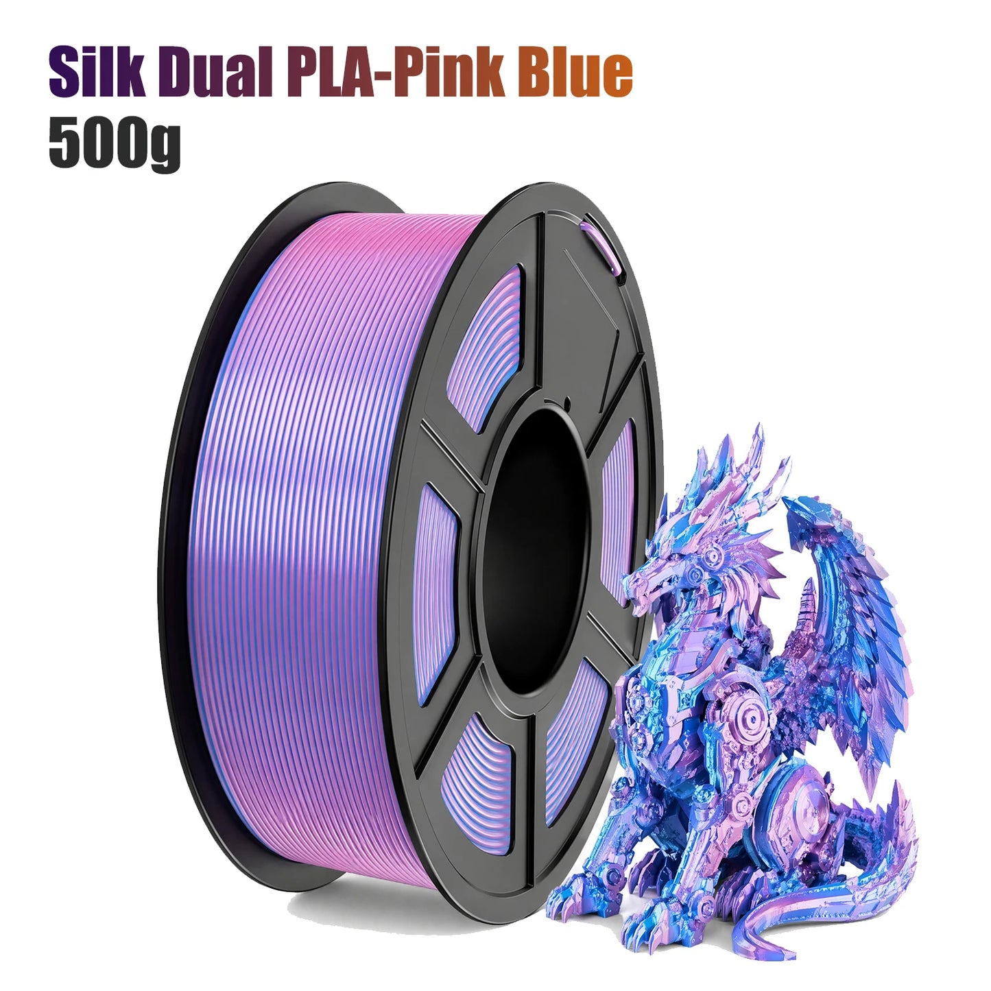 Dual Color Silk PLA Filament 1.75mm Silver Blue 250g | FDM