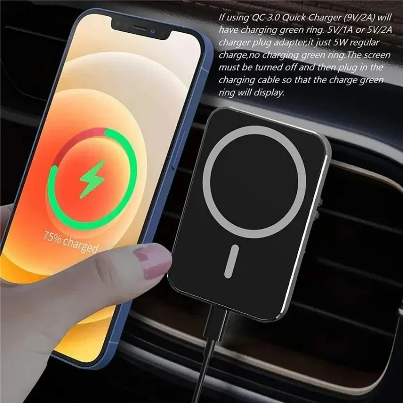 Magnetic Wireless Car Charger Air Vent Mount | iPhone 12–17