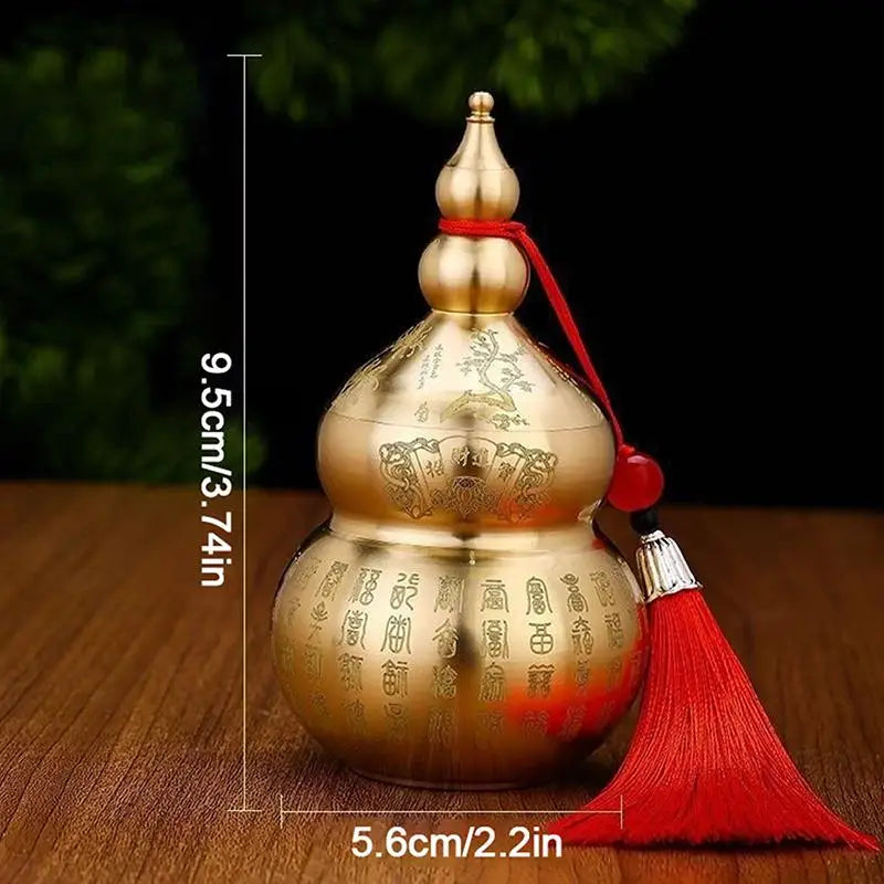 Chinese Feng Shui Open-Top Brass Gourd for Wealth Desktop Decoration Peaceful Pleasures Health and Wellness