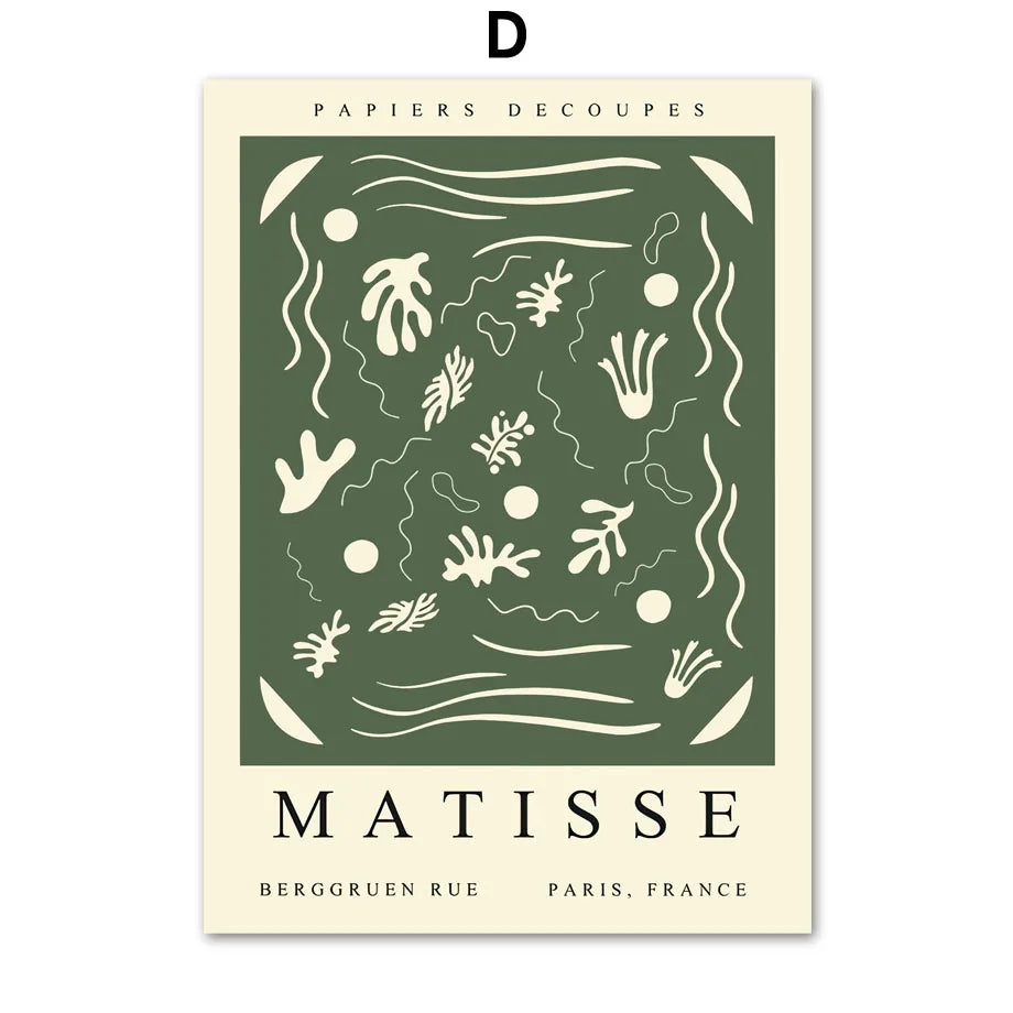 Sage Green Matisse Abstract Flower Canvas Wall Art Print