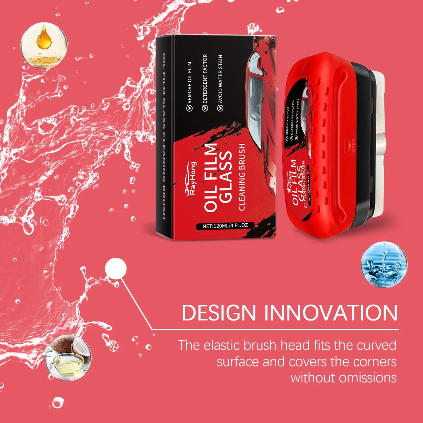 RayHong Car Glass Cleaning Kit – Wash, Sponge & Towel 100ml
