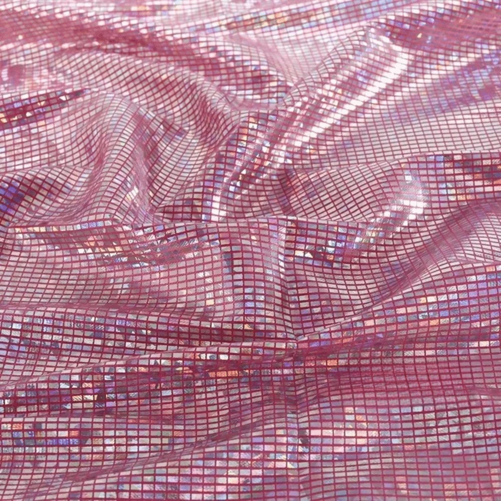 100x150cm Metallic Gold Foil Fabric Laser Colorful Sewing Material Shining Background Decorations Cloth Peaceful Pleasures Health and Wellness Rose Red