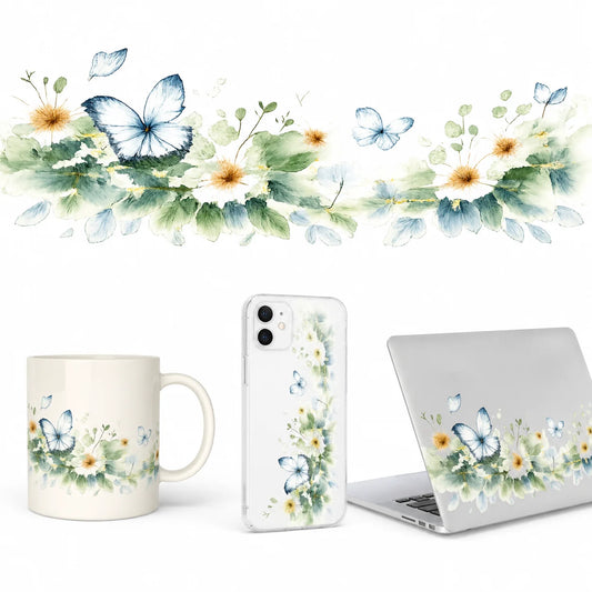 Butterfly Flower UV DTF Transfer Sticker – Waterproof Floral Decal Craft Transfer Sticker Peaceful Pleasures Health and Wellness
