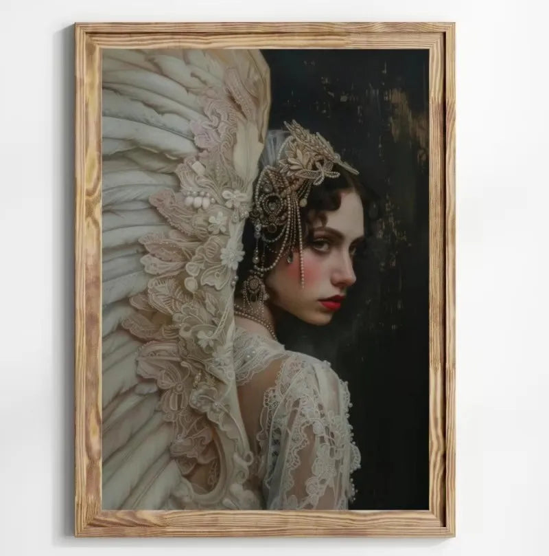 Mysterious Gothic Witchcraft Aesthetics Mirror Forest Women Wearing Veils Art Poster Canvas Bedroom Living Room Wall Decoration Peaceful Pleasures Health and Wellness ZLH5061 60x90cm No Frame