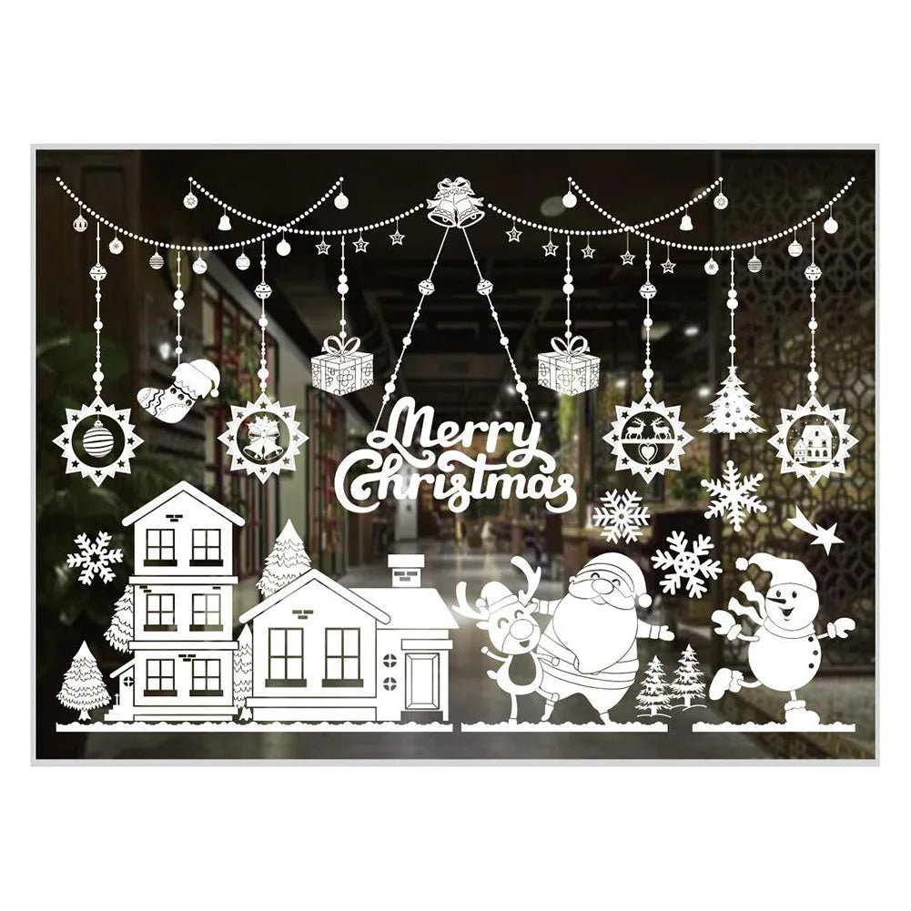 Christmas Window Clings – Snowflake & Reindeer Static Decals