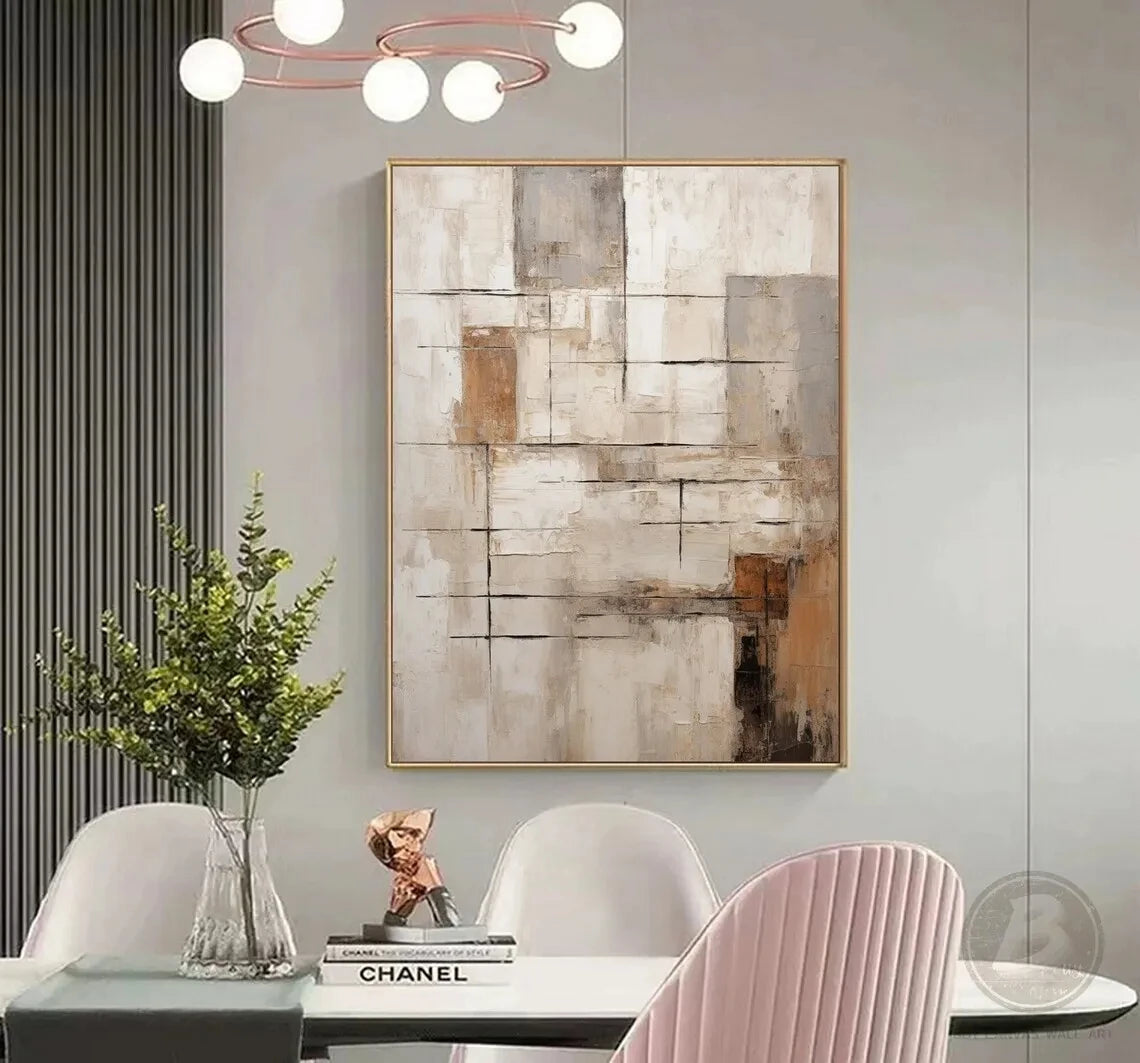 Handmade Textured Wall Art, Beige, Brown, Abstract Oil Painting on Canvas, Neutral, Large Wall Decor, Home Decoration Peaceful Pleasures Health and Wellness