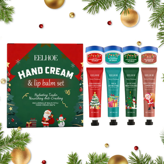 EELHOE Christmas Hand Cream & Lip Balm Gift Set – 8 Piece Skincare Gift Set Oasis Select